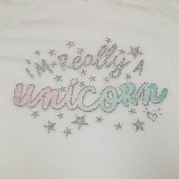"I'm Really a Unicorn" Soft White Sweater w/Hoodie - Picture 3 of 13